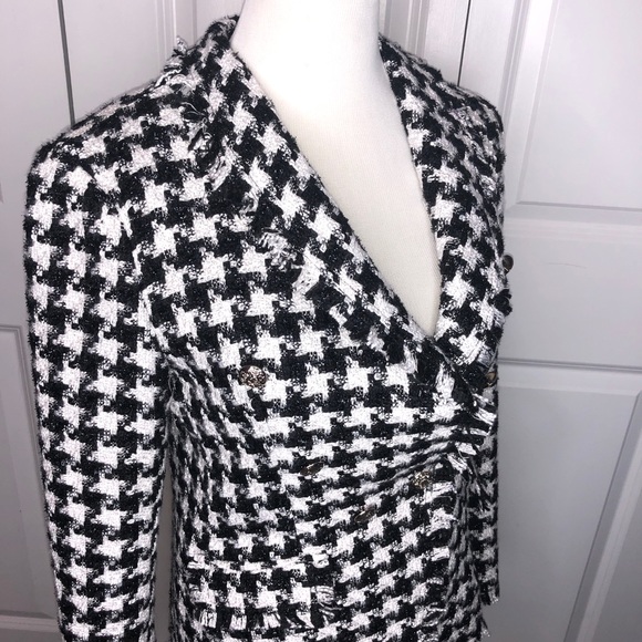 New Rachel Zoe Houndstooth Blazer Black 